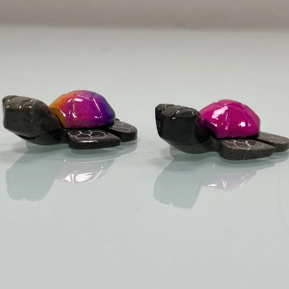 Handcrafted Ecuador Stone‎ Sea Turtle Pair Coastal Nautical Beach House Decor